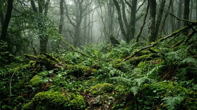 Forêt sauvage sous-bois nature brute