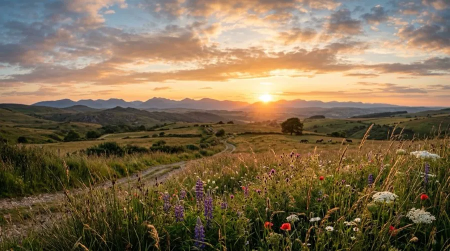 Paysage sauvage grand angle horizon nature
